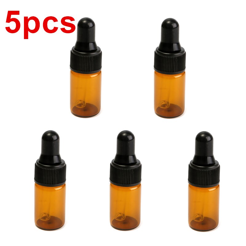 Arshen 3ml æterisk olie dråber aromaterapi parfume tom dispenser flasker ravglas flydende reagens pipette flaske: 5 stk