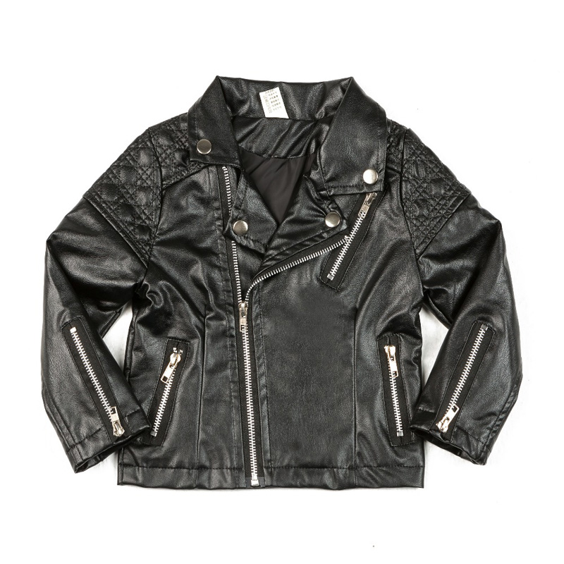 Kinder PU Leder Jacke Jungen Herbst Leder Mantel Mädchen Frühling Jacke Kinder Feste Beiläufige Oberbekleidung 1-7T
