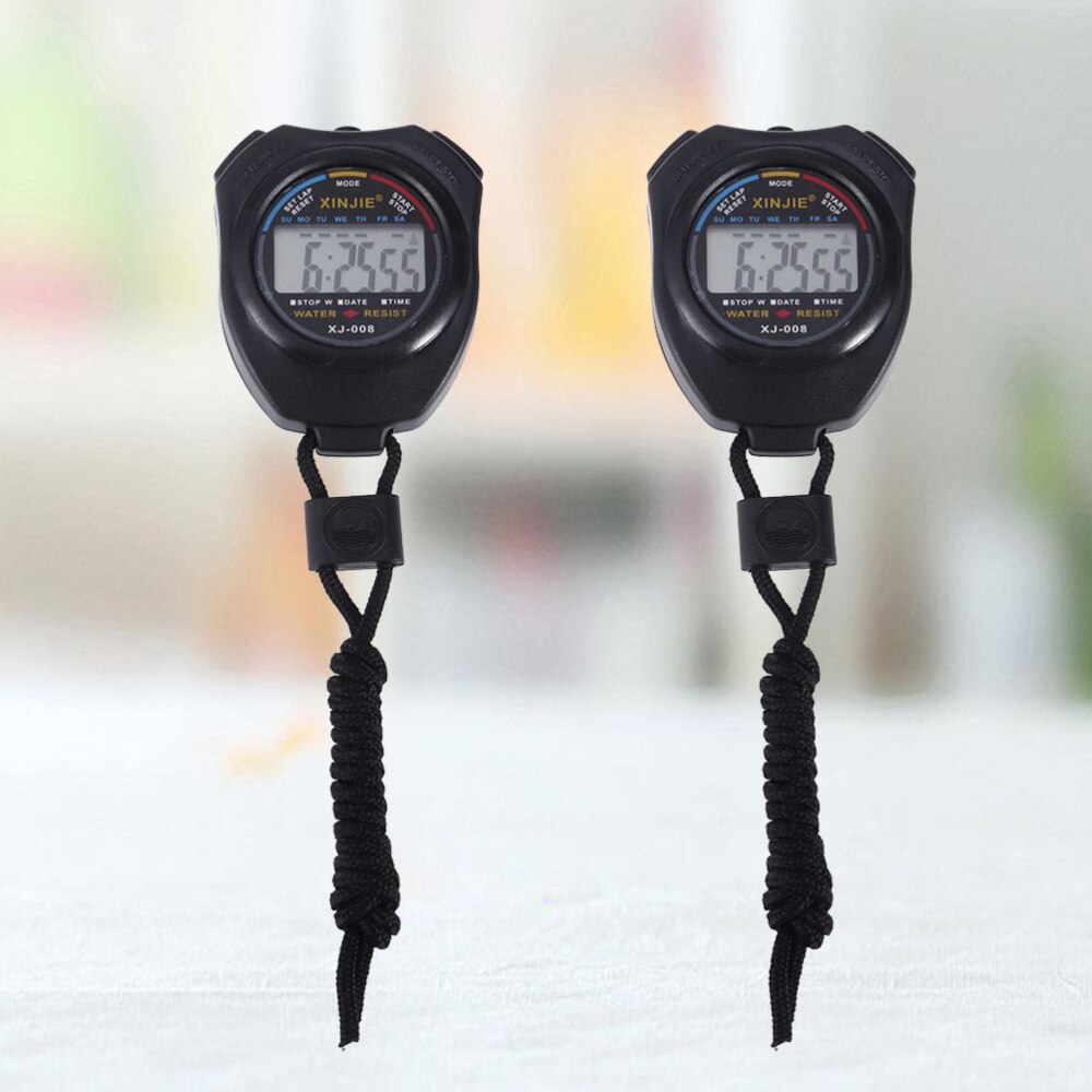 2Pc Chronograph Digital Timer Sport Stopwatch Handheld Digital Stopwatch Running Chronograph Counter w