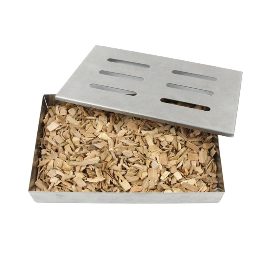 Barbecue Smokey Flavor Smoking Box Open Lid Stainless Steel Wood Chip BBQ Smoker Box for Gas Grill or Charcoal Grills