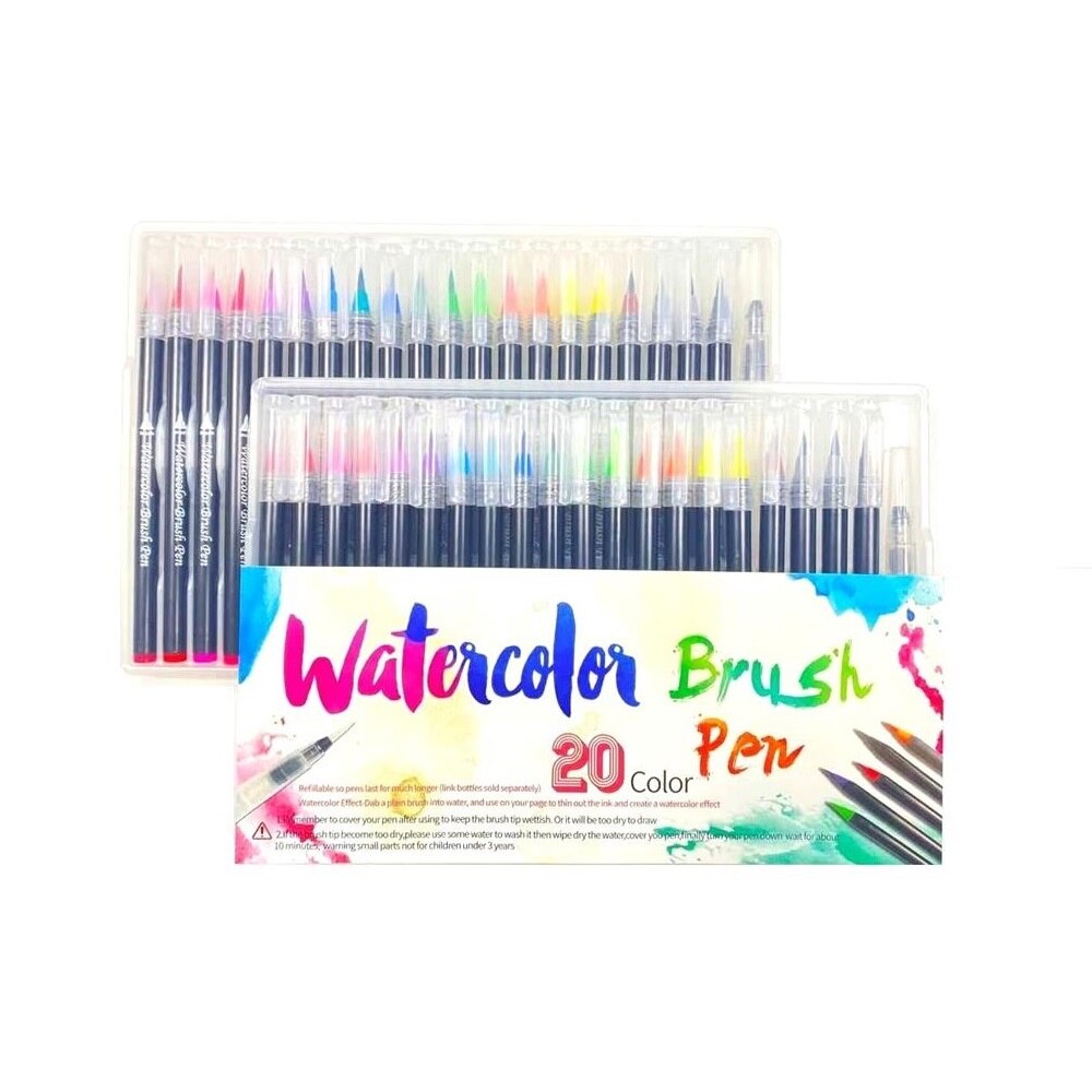 12-72 Colors Watercolor Brush Pen Art Marker Felt Painter Calligraphy School Art Supplies Lettering Coloring Pens Set For Manga: 20 Colors