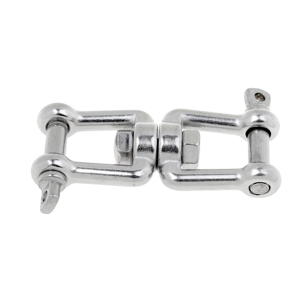 Marine Stainless Steel Polished Anchor Chain Swivel Double Shackle- M10 Connector Boat Accessories Marine 11.2*4.0 cm Siver