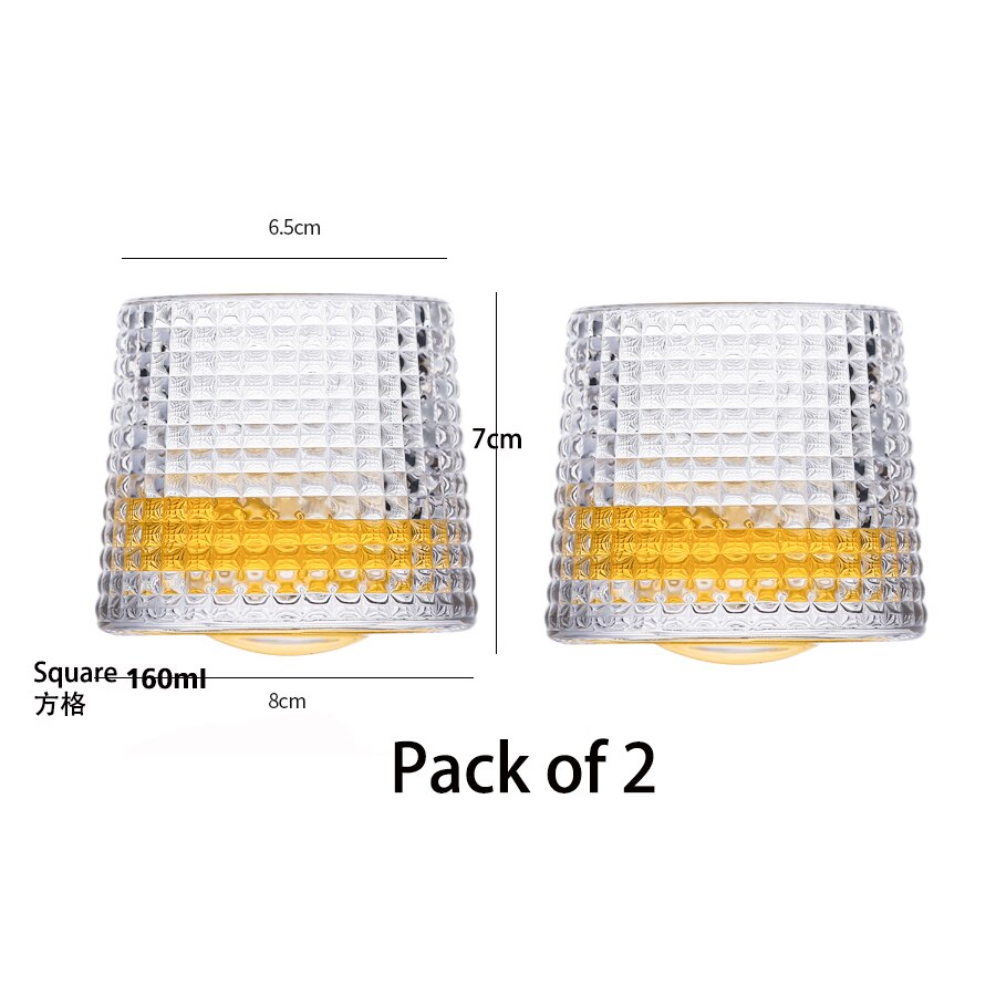 Ensemble de 2 verres à Whisky, verres à Scotch et à bordeaux,: Square pack of 2