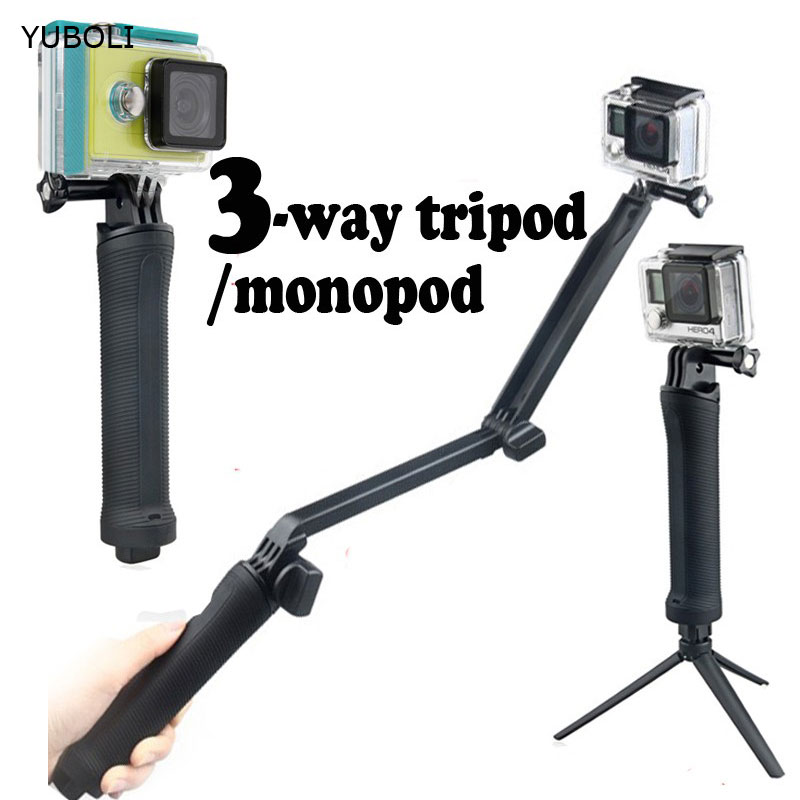 Go Pro 3-Way Pole Grip Draagbare Selfie Stok Statief Monopod Voor Gopro Hero 5/4 / 3 + Sjcam SJ4000 Sj5000x Xiaomi Yi 4K 4K Plus 2
