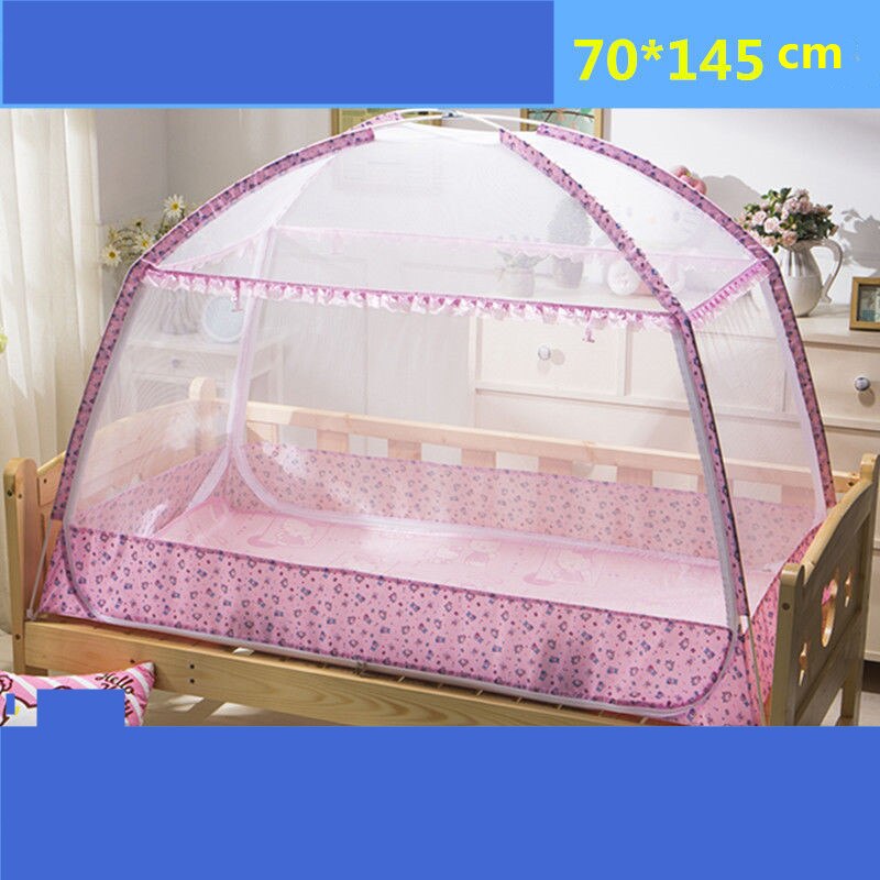 Baby Mosquito Net Portable Infant Crib Tent Folding Mongolian Yurt Mosquito Netting Children Cartoon Canopy Encrypted Mesh: pinkXXBB-70x145cm