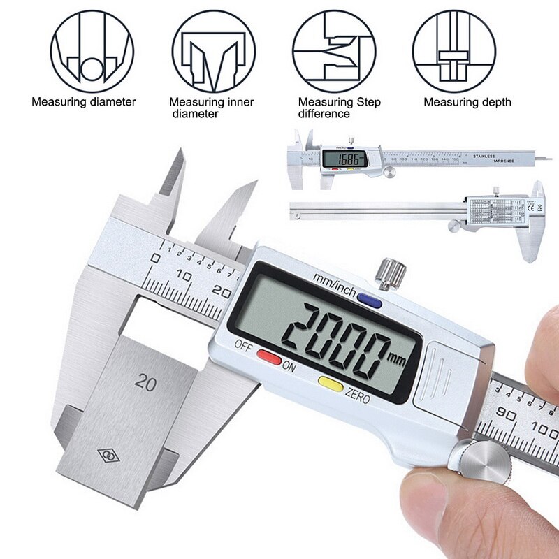 LCD Display Digital Electronic 150mm Vernier Gauge Sliding Measure Tool Ruler Micrometer Ruler Measuring Tool: LCD Screen 150 mm