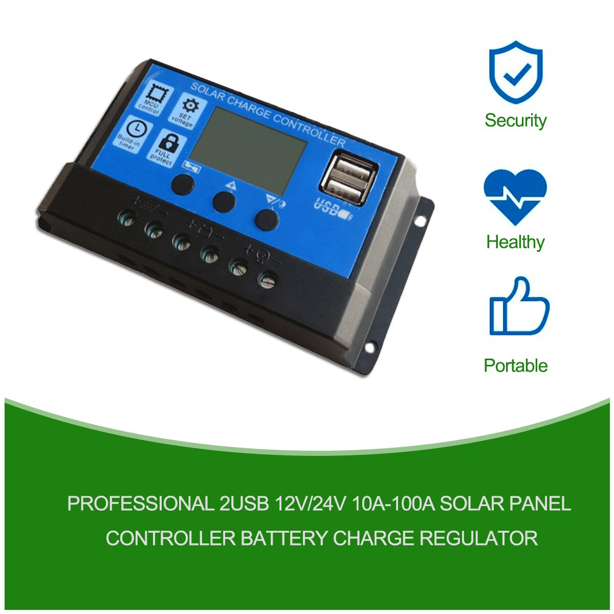 100A Pwm Adaptieve 12V/24V Solar Controller Batterij Laden En Ontladen Regulator 2 Usb Fotovoltaïsche Plaat Lamp controle Systeem