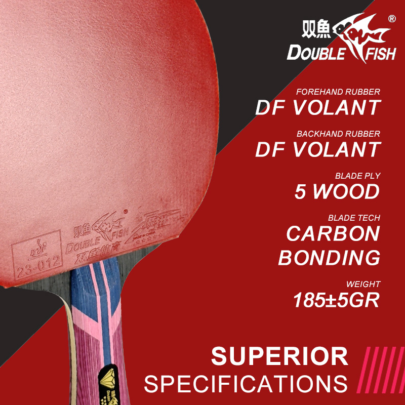 DUBBELE VIS Tafeltennisracket Diamond 7-sterren professionele pingpongracket Paddle 5 hout Carbon Bat Goede snelheid en controle