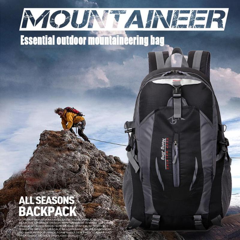 Large Capacity Outdoor Travel Backpack Portable Men Women Waterproof Sports Mountaineering Camping Bags (Black)