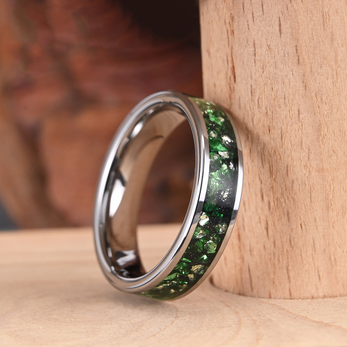 Anelli da uomo e da donna in carburo di tungsteno da 6mm con fedi nuziali da donna con pietre preziose verdi alla moda e comodi da indossare