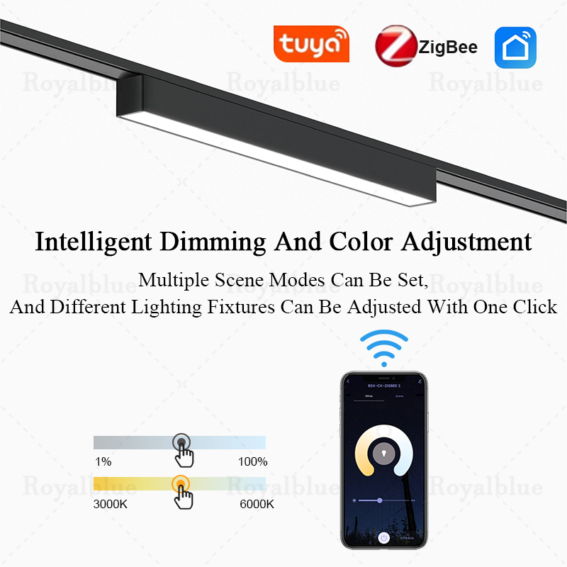 Smart Tuya Zigbee Ultra Dunne Magnetische Track Licht Flexibele DC48V Systeem Zwart Wit Slanke Plafond Ingebed Opbouw Thuis