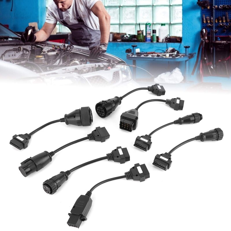 8Pcs OBD Cable OBD2 Extension Cables Lightweight and Portable for Automatic Scanner Truck Diagnostic Cables