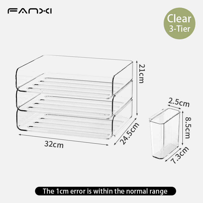 Desk Organizer with 2 Vertical File Holder, 4 Tier Stackable Paper Letter Tray File Organizer with Pen Holder,Desk Organizer: black