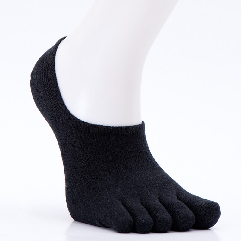 Toe Socks Men and Women Five Fingers Socks Breathable Cotton Socks Sports Running Solid Color Black White Grey Blue khaki coffee: Black