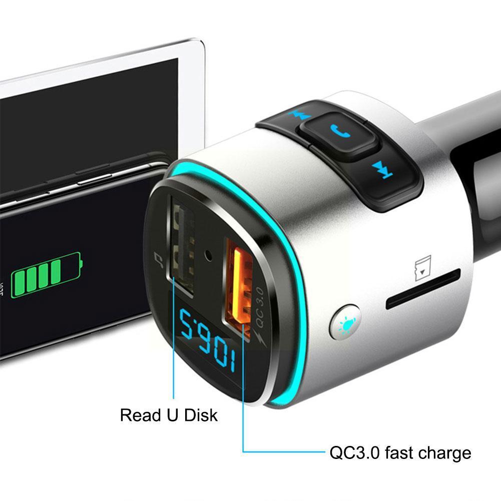 7 Color Car Mp3 Bluetooth -compatible Player Modulator Light Dual Car Fast Ambient USB Music Charger Adapter Charging Playe I7B2