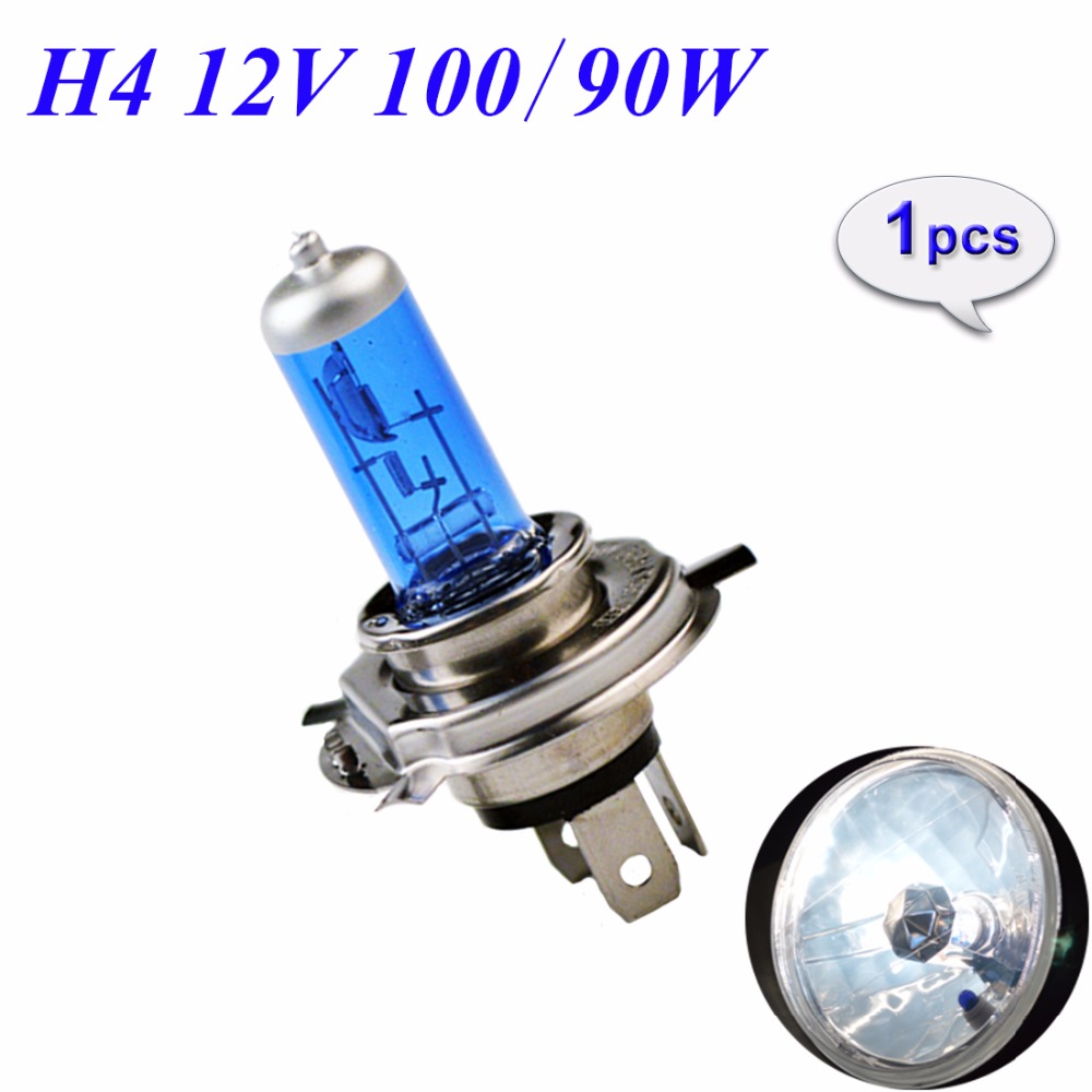 Flytop H4 Halogeenlamp 12 v 100/90 w 5000 k Xenon Donkerblauw Glas Auto Koplamp Lamp Super wit