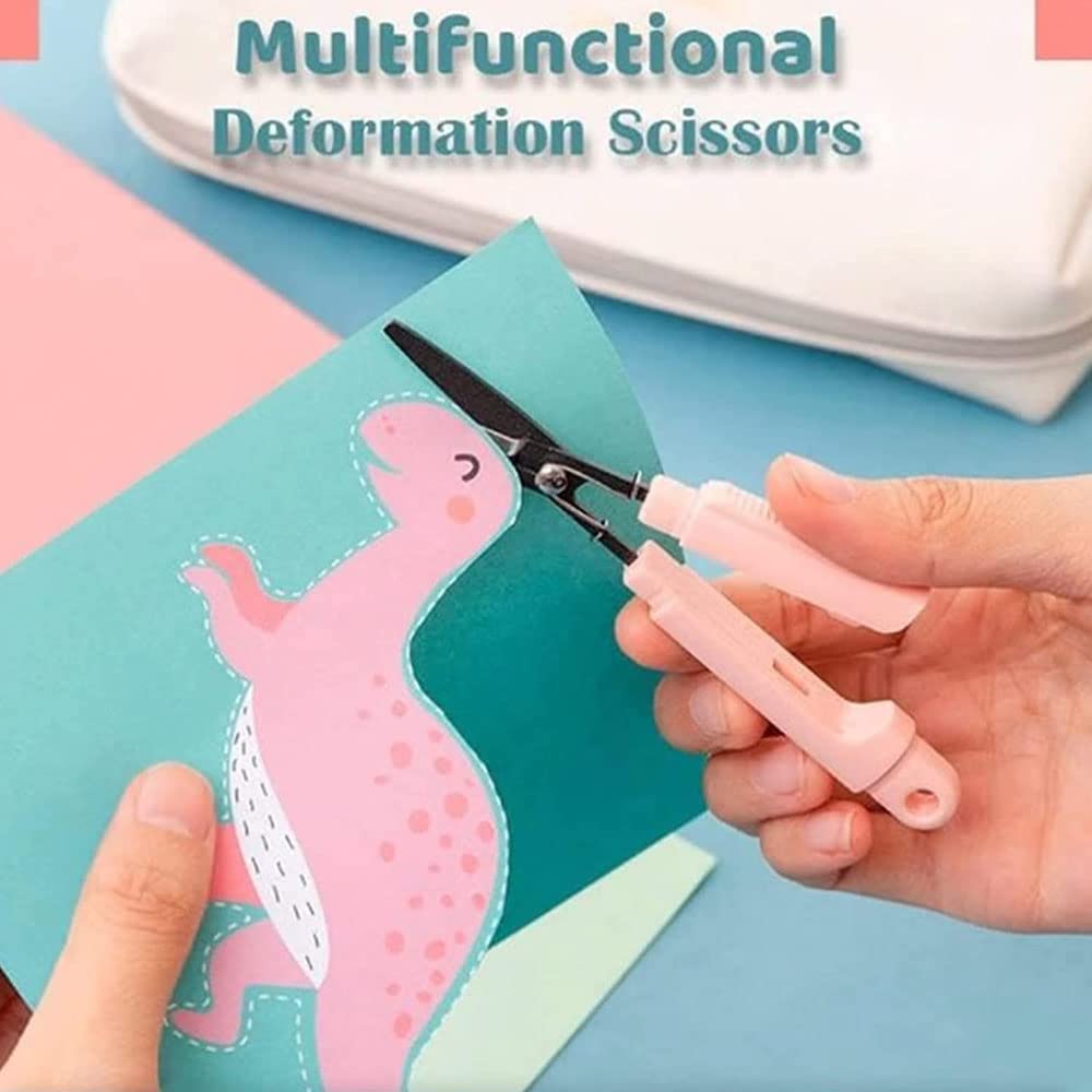 Multifunctional Deformation Scissors Quickly Disassembled Scissors Pen Style Compact Twiggy Scissors with Cover Cutting Tool