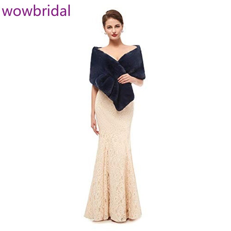 Bolero Jacket Avondjurk Sjaal Bridal Wraps Fur Cape Fur Sjaal Veer Robe Sheer Wit Bont Mantel Winter Witte Mantel jas