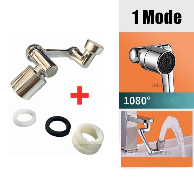 Extensor de aireador de grifo giratorio de 1440 °, modo Dual, filtro de salpicaduras de plástico, grifos, boquilla de burbujeador, brazo robótico para cocina y baño: Gris claro