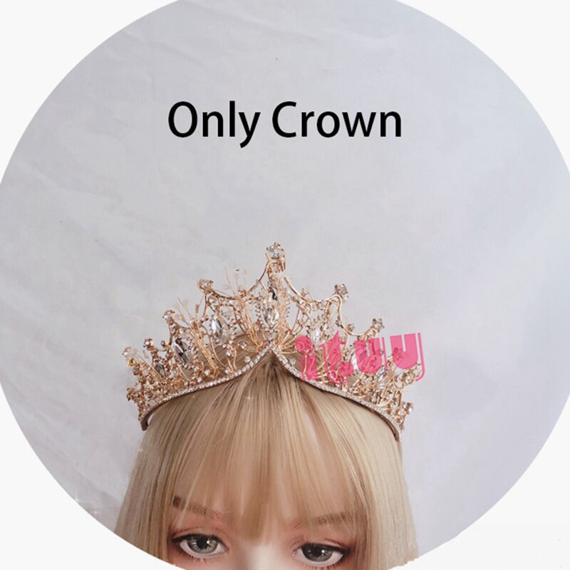 Lolita – bandeau KC Vintage, serre-tête de déesse, ange doré Halo, couronne de mariée vierge marie Halo, chaîne de perles, diadème Baroque: Only Crown