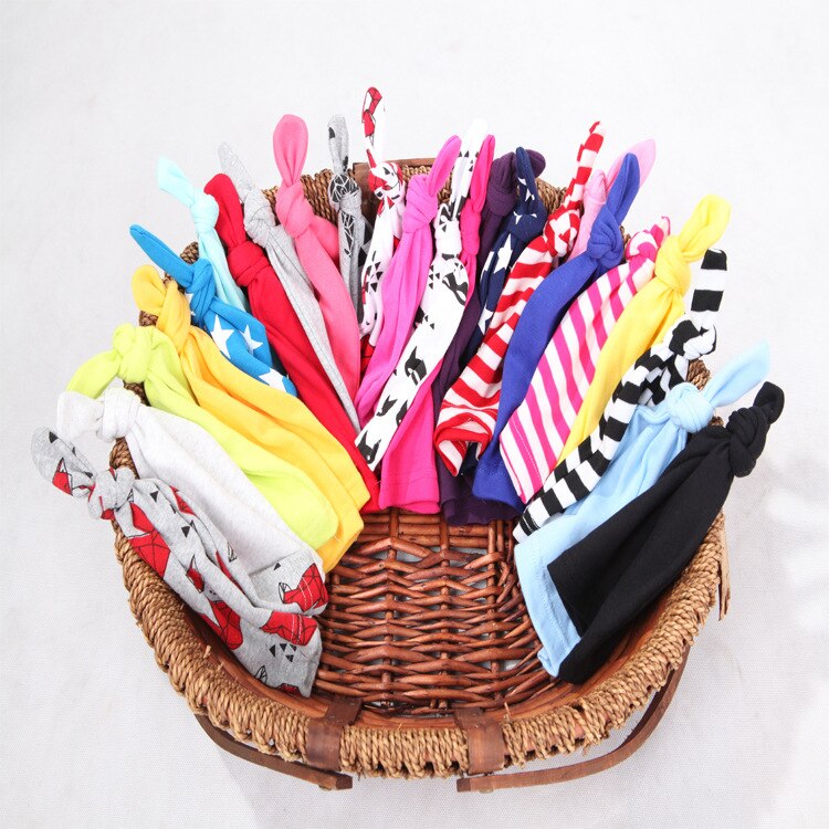Baumwolle Neugeborenen Baby Hütte knoten Baby Mütze Hütte Für Jungen Mädchen Solide gestreift Neugeborene Kappe Ohren Frühling Sommer Baby Reifen kappen