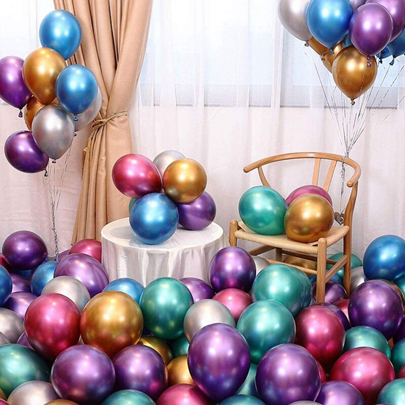 50 stuks metallic gekleurde chromen ballonnen 12 inch doorzichtige pastel ballon verjaardagsfeest bruiloft decoratie ballon - diverse