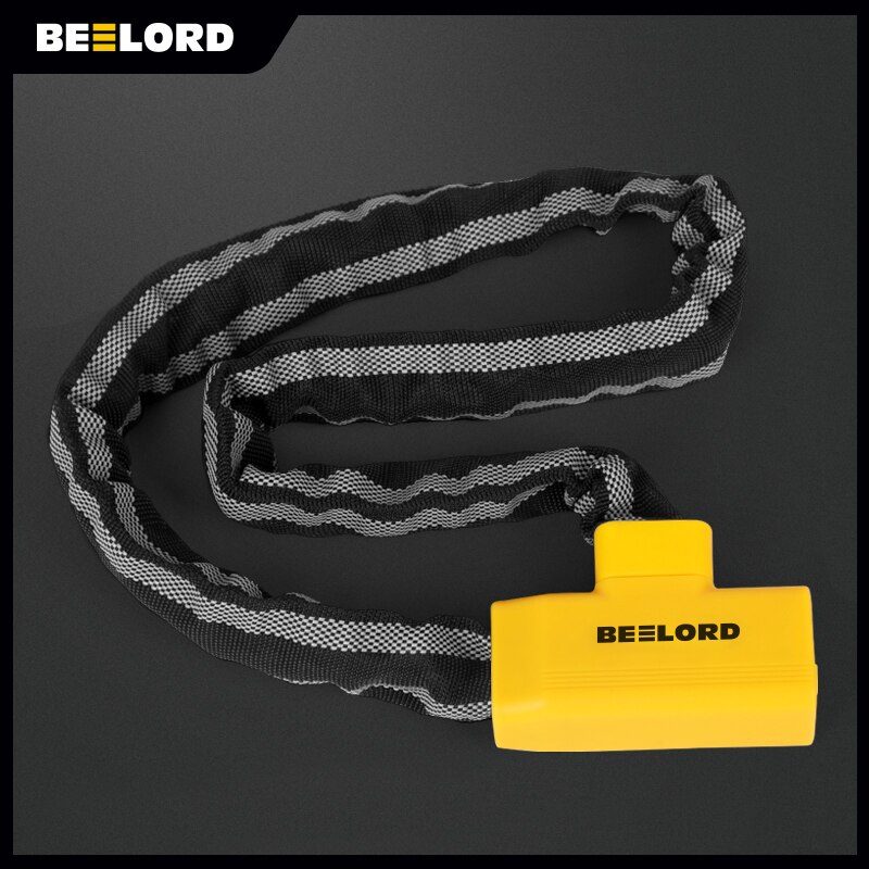 BEELORD Bike Chain Lock High Security Reflective Heavy Duty Anti Theft with Keys Bicycle Lock for Electric Scooter Motorcycle