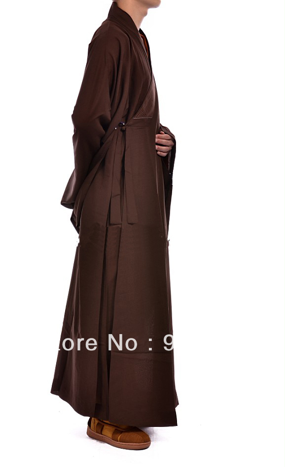 Famousbrand Boeddhisme uniformen Shaolin monniken suits kleding nun zen robegown abbot lag meditatie kleding haiqing bruin