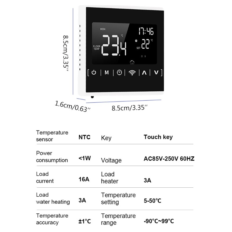 Ac85 ~ 250v vloerverwarming elektrische kamerthermostaat temperatuurregelaar 220v 16a 35ed