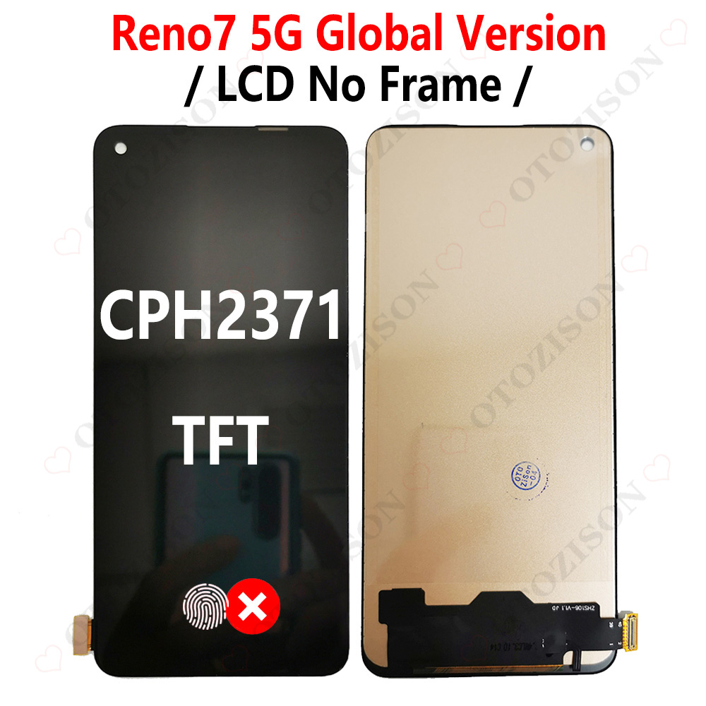 Super AMOLED Display For OPPO Reno7 Reno 7 5G Global Version CPH2371 LCD With Frame Screen Touch Panel Digitizer Sensor Assembly: black