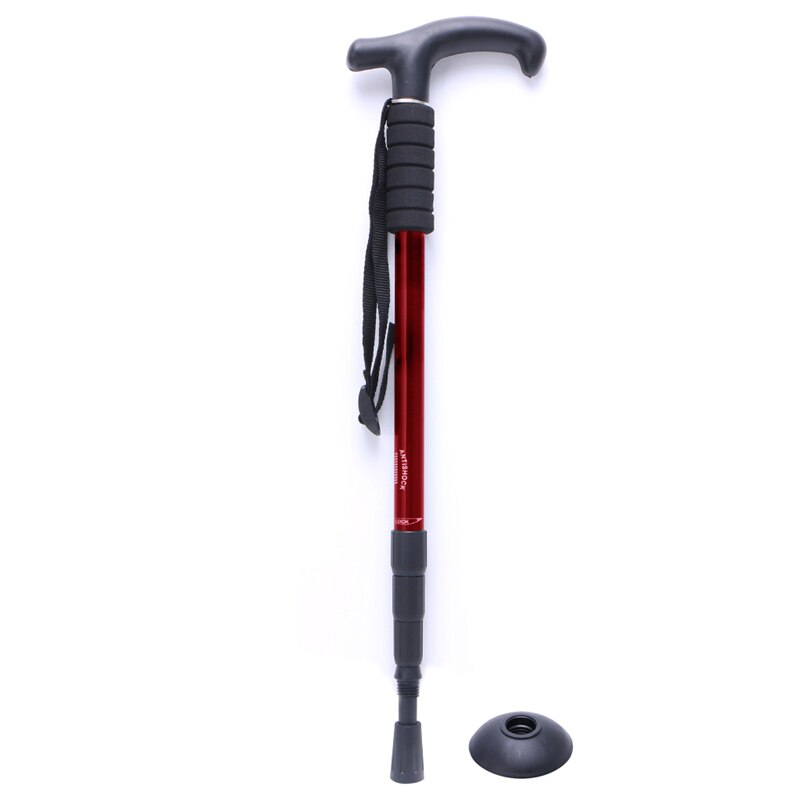Cane Anti-Shock Hiking Walking Stick Trekking Crutches Adjustable Useful: Red