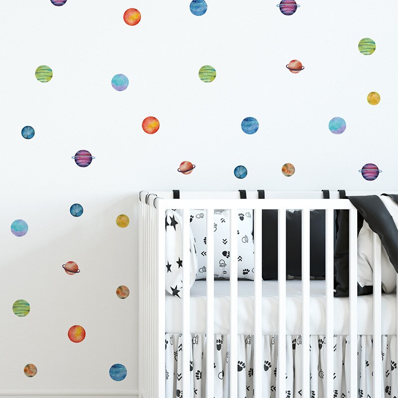 Stickers muraux de planète arc-en-ciel et nuage, stickers créatifs, pour chambre d'enfant et maternelle, pour chambre de bébé ou de fille, DIY bricolage