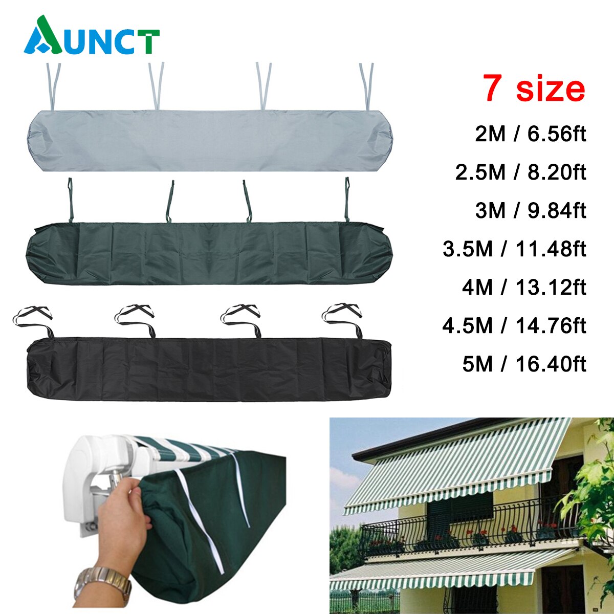 2/2.5/3/3.5/4/4.5/5m Oxford Patio Awning Winter Storage Bag Yard Garden Shelter Rain Weather Cover Protector Sun Canopy Cloth