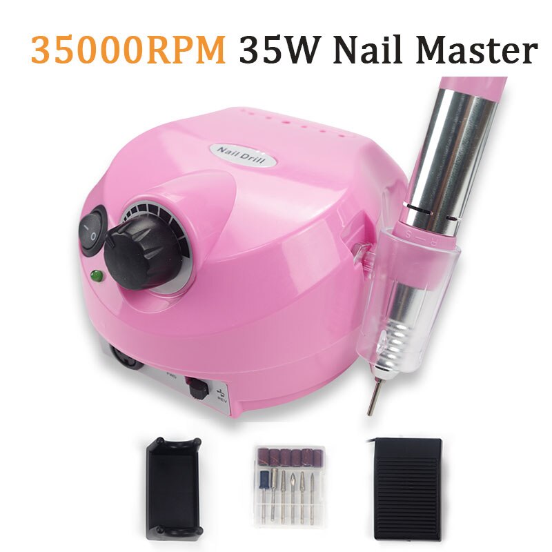 35000RPM Nail Drill Machine For Manicure Electric Equipment Nail Gel Polisher Strong Power Nail File For Manicure Nail Drill: Pink Nail Drill