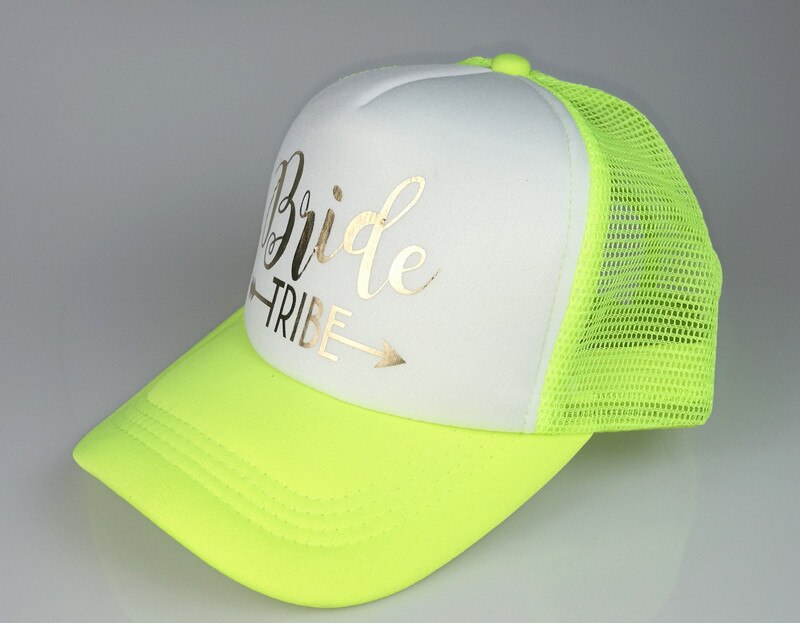 C &Ampere; Fung BRAUT Stamm trucker hüte Bachelorette Hysterese Kappe Team Braut Neon- Gold knapp Pfeil Gittergewebe Baseball Hütte kappen: Stamm Neon- 1