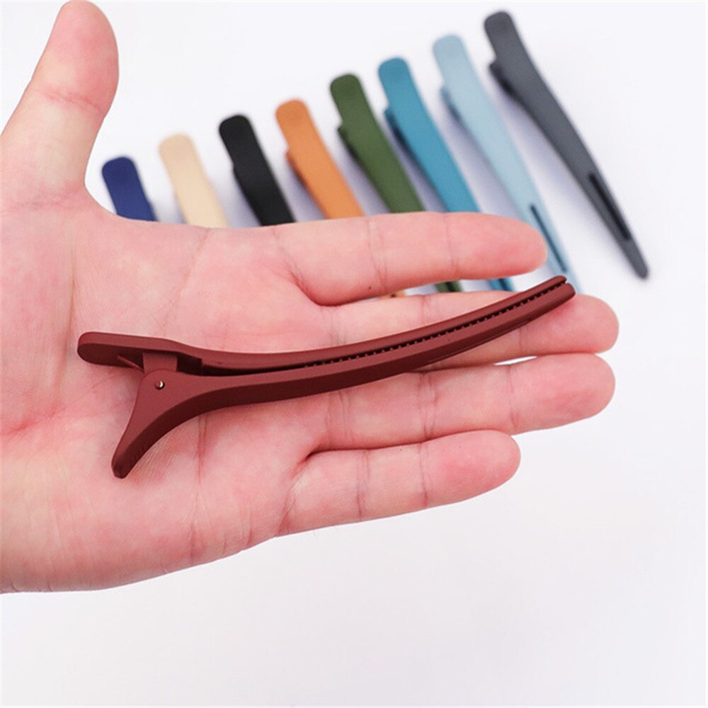 Pinza de pico de pato esmerilado grande, 9 colores opcional, horquilla de plástico a presión para mujeres y niñas, herramientas sencillas de estilismo para el cabello, 1 Uds.