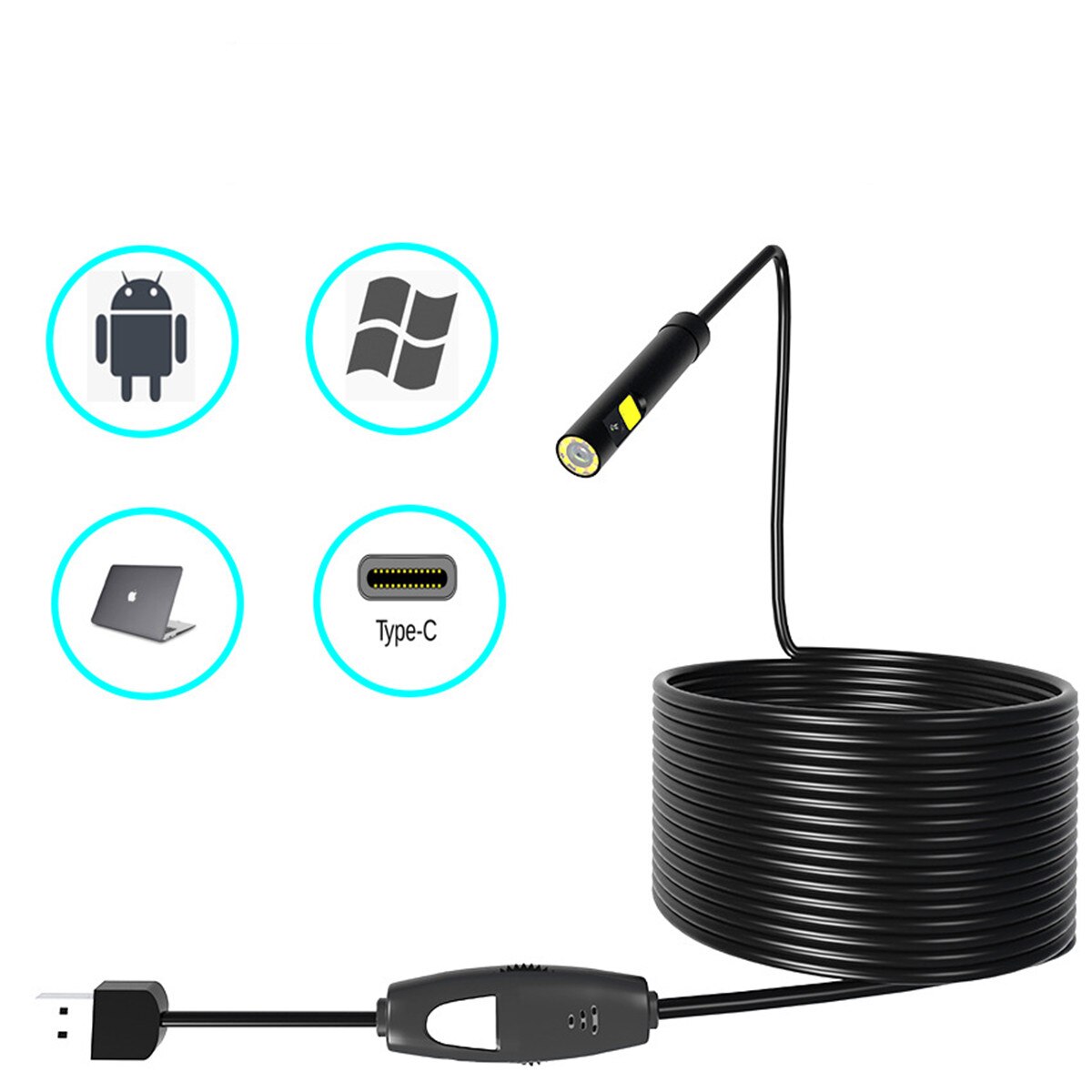 3.9Mm 720P Usb Endoscoop Camera Water-Proof IP66 Cmos Borescope: 2m / 8mm dual lens