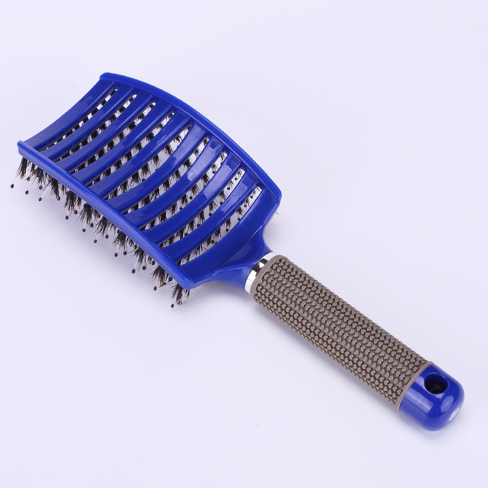 7 Colors Hair Scalp Massage Comb Bristle Nylon Brushy Hairbrush Wet Curly Detangle Hair Brush Demelante Brush Hairbush: Blue