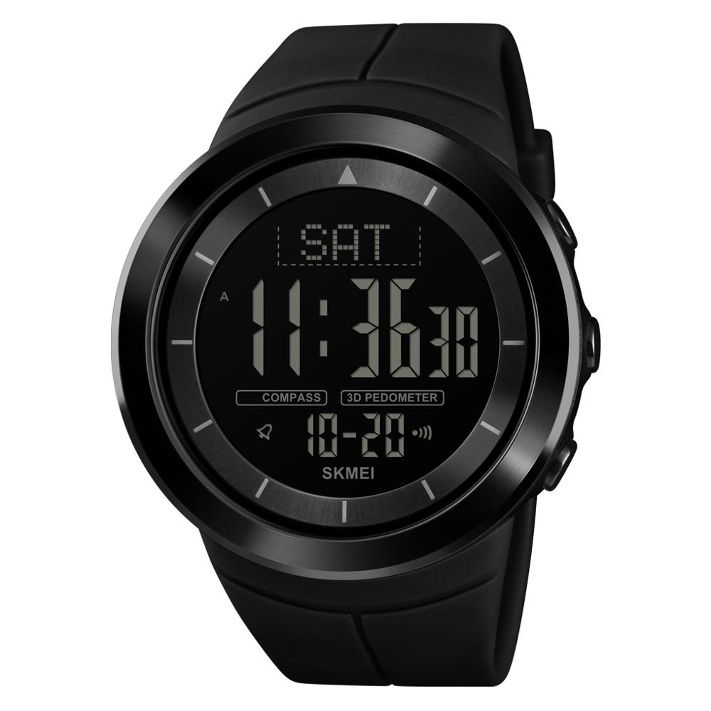 Skmei 1403 Mannen Digitale Horloge Kompas Armband Waterdicht Mannen Polshorloge Calorie Stappenteller Sport Horloges Mannelijke Klok Horloge: Black
