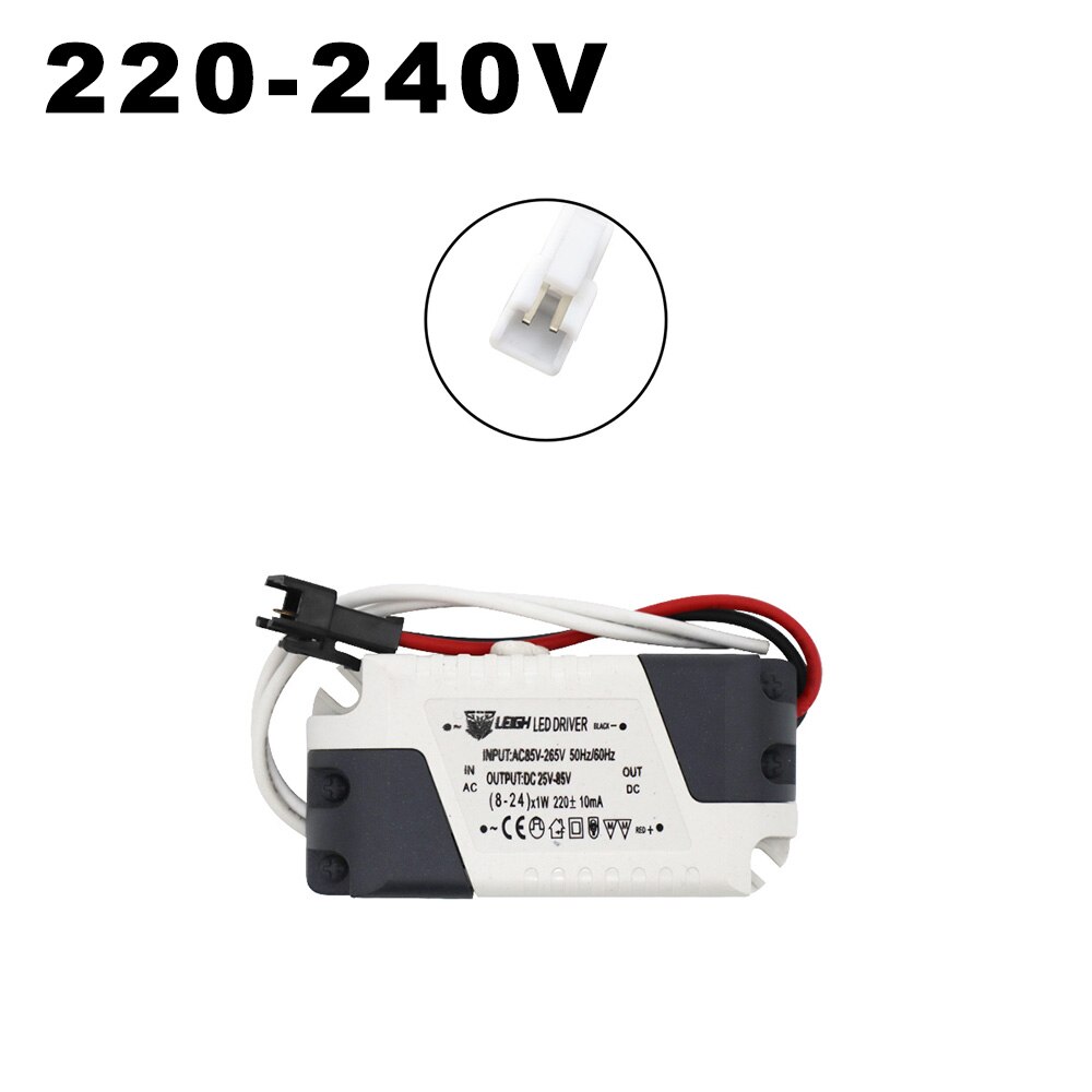 AC220-240V Input 8-24W LED Constant Current Driver DC 25-80V 220mA Output Circular LED Driver For LED Ring Panel Ceiling Lamps: Black