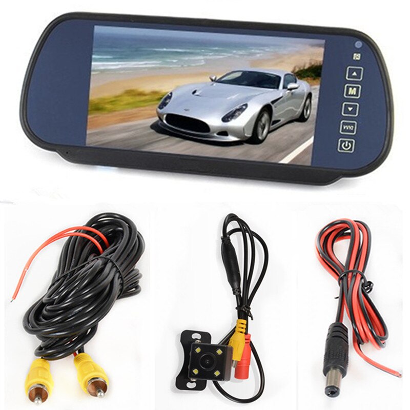 Auto Monitor 7 "TFT lcd-scherm achteruitkijkspiegel monitor parkeerhulp 2 av-ingang afstandsbediening, achteruitrijcamera optioneel: With wired camera05