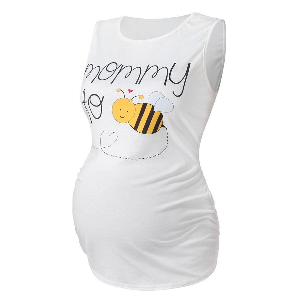 Camiseta embarazada para mujer, disfraz de embarazo, chaleco de abeja de dibujos animados, camisetas informales sin mangas, Tops, ropa de maternidad