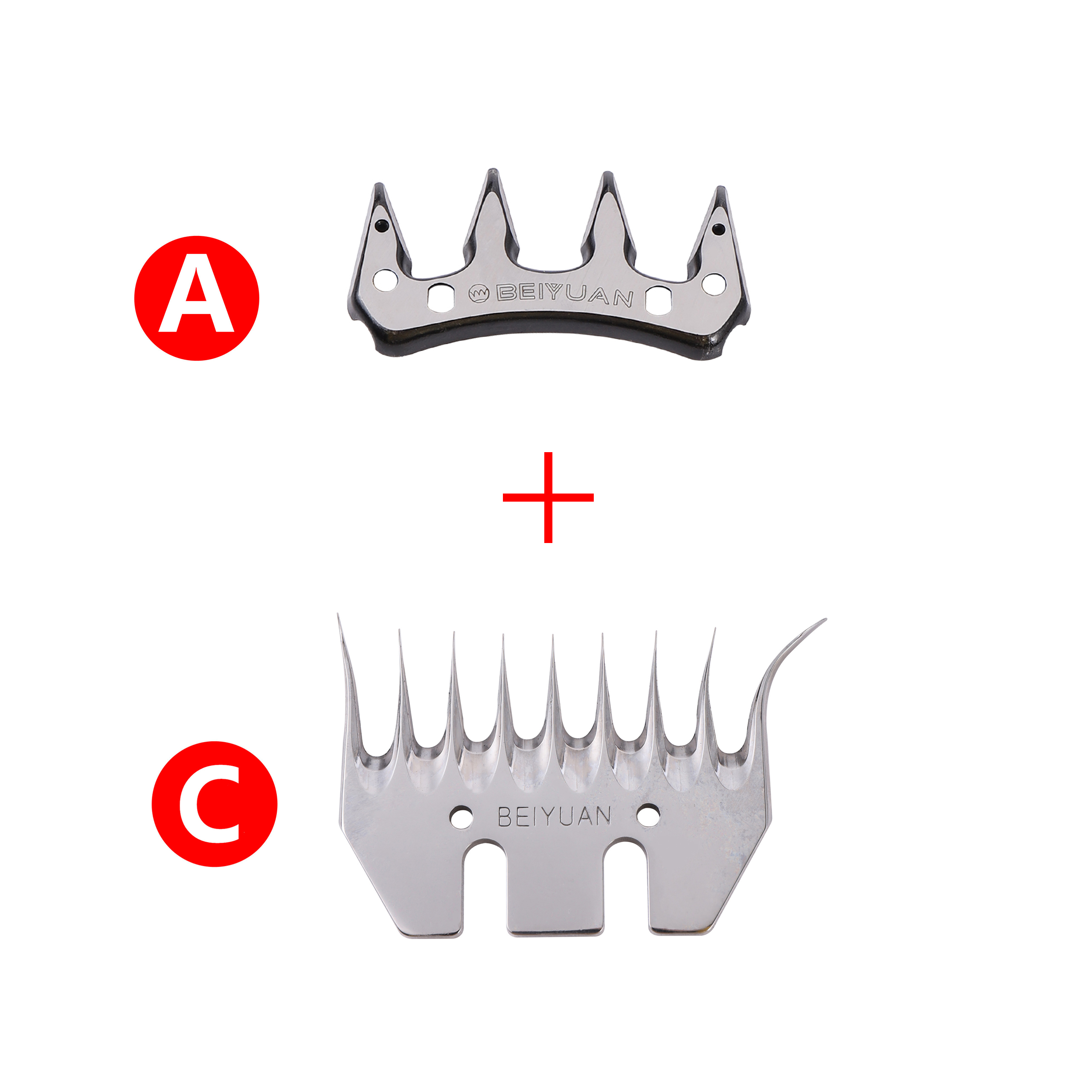 Tijeras de esquilar ovejas y cabras, herramienta alternativa recta para esquilar ovejas, hoja curva de 4/9/13 dientes, 2 piezas: A 1pc and C 1pc