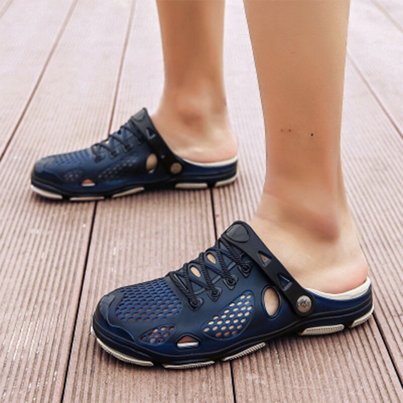 Gentlemen sandaler herr sommar snörning tofflor skor utomhus strand fritidsskor billiga manliga vattenskor plus storlek 35-45
