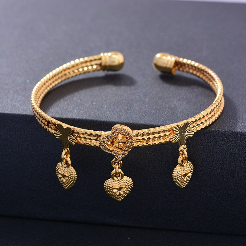 Wando 4 Stks/partij Goud Kleur Armband Voor Meisjes/Baby/Kids Hart Armband Klokken Kwastje Sieraden Kind Kerst verjaardag