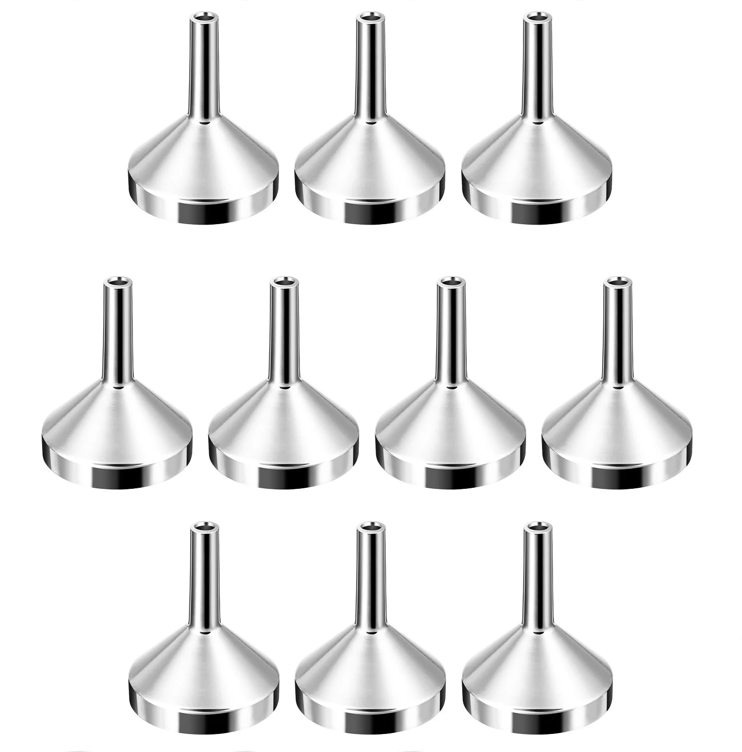 Mini embudo de Metal para cocina, embudo de aceite líquido con filtro desmontable, embudo de boca ancha para paquete de herramientas de cocina de Perfume, 10 Uds.