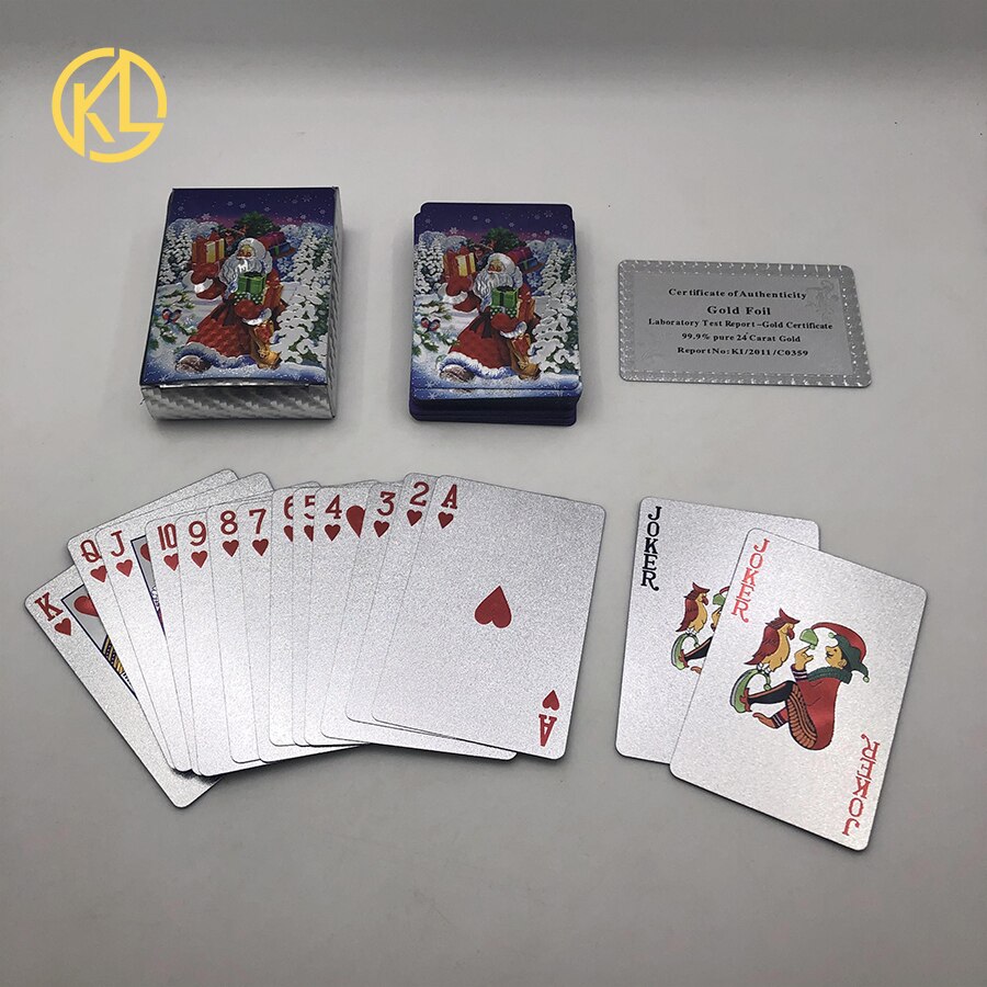 Underholdning christmas santa klausul bilde 24k gullbelagte spillekort poker til familie eller venner fest tid