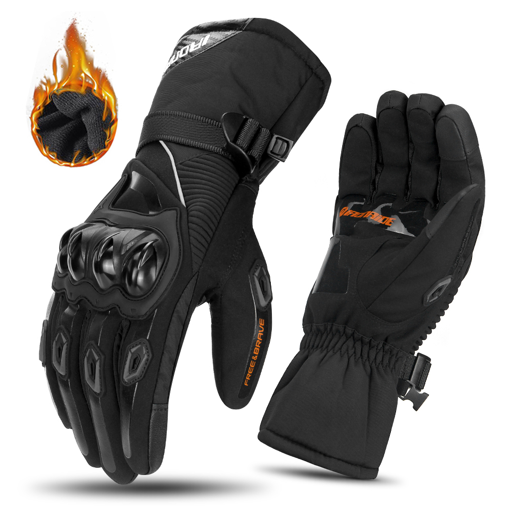 Guantes de Moto con pantalla táctil para motocross, Guantes protectores impermeables a prueba de viento para invierno, Guantes para Moto Luvas para montar: Verde militar / XL