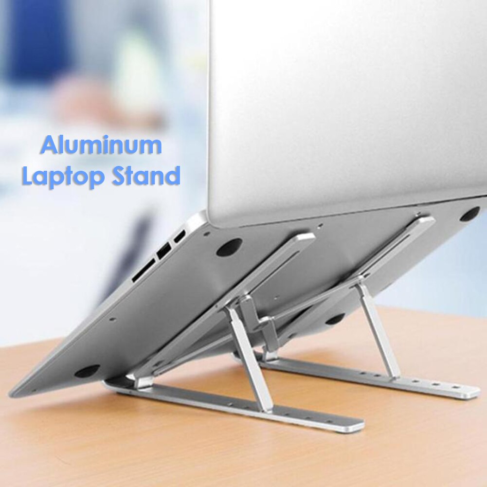 Soporte plegable de aleación de aluminio para ordenador portátil, soporte de 6 engranajes de altura ajustable para Notebook, PC, soporte de escritorio, soporte de refrigeración para ordenador portátil