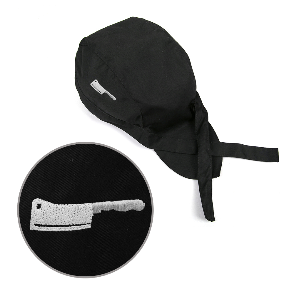 Chapeau de Chef brodé tête de mort, noir réglable pour hommes et femmes, casquette de cuisine pour adultes, Grill, boulanger, uniforme de travail pour BBQ, haut en maille: 8